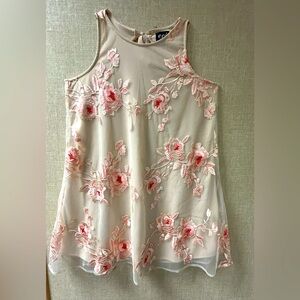 ECI Embroidered Floral Sleeveless mini dress with built in slip